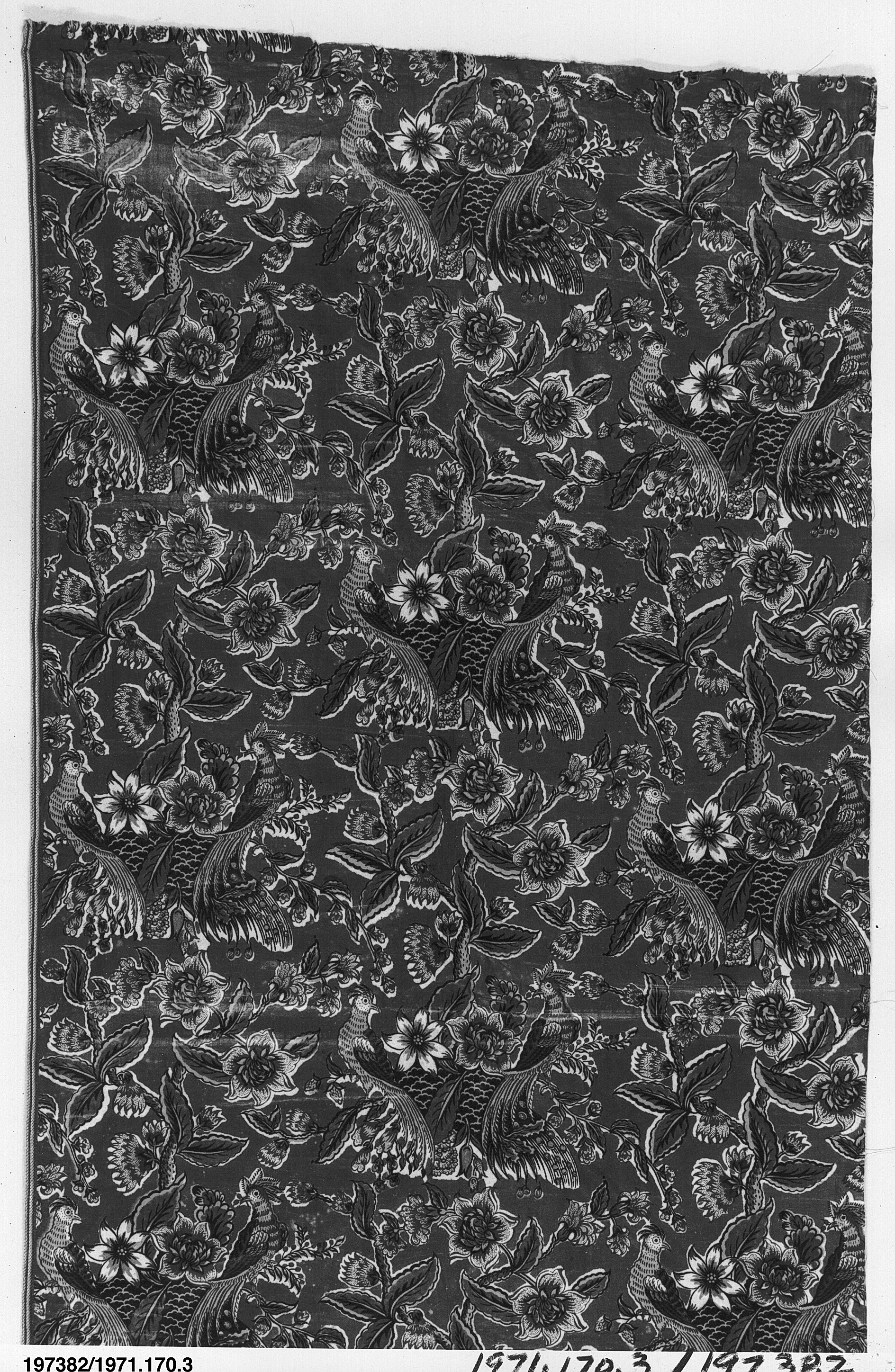Antique Bird and Flower Pattern Textile