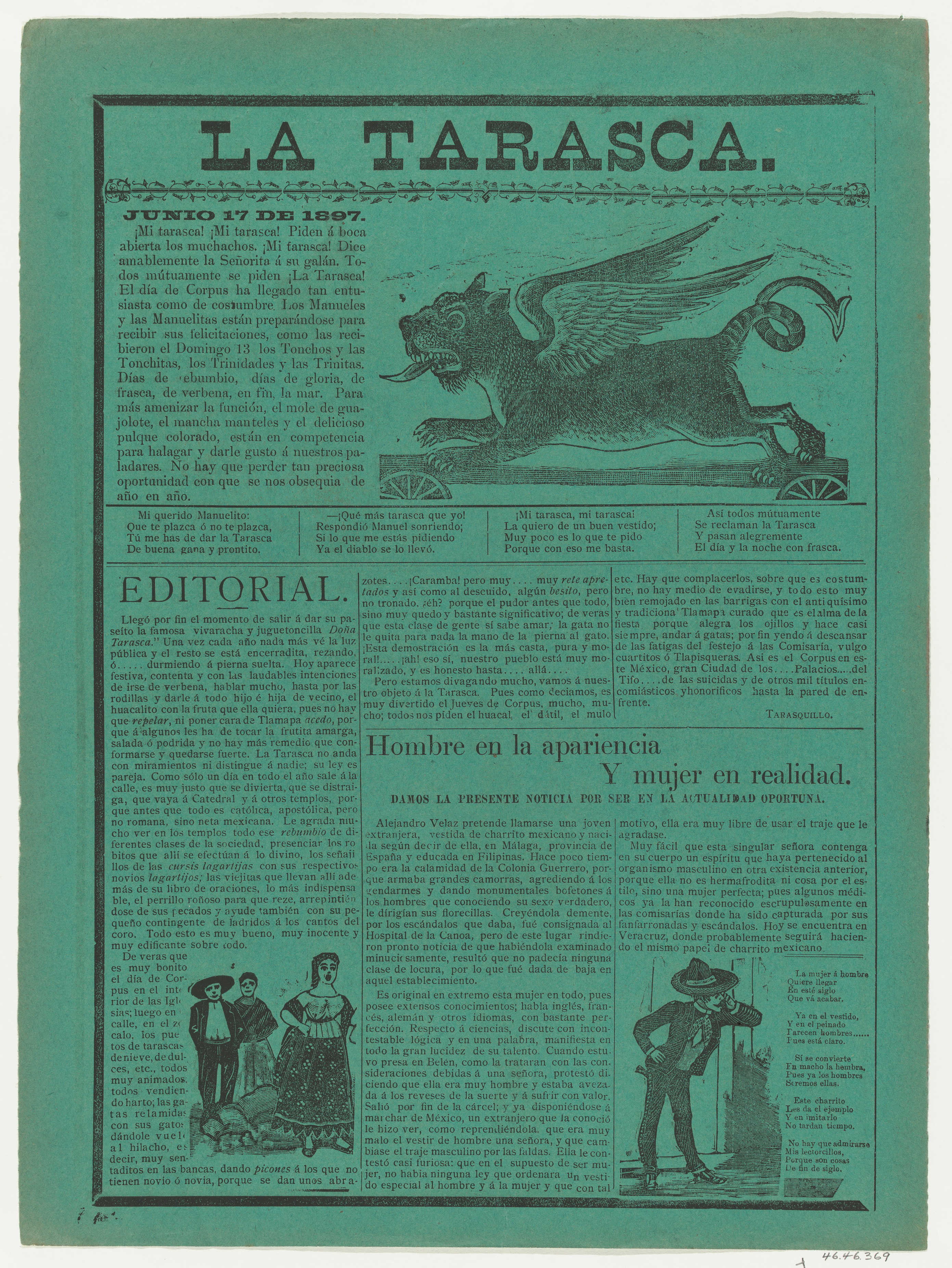 1897 La Tarasca Newspaper Page