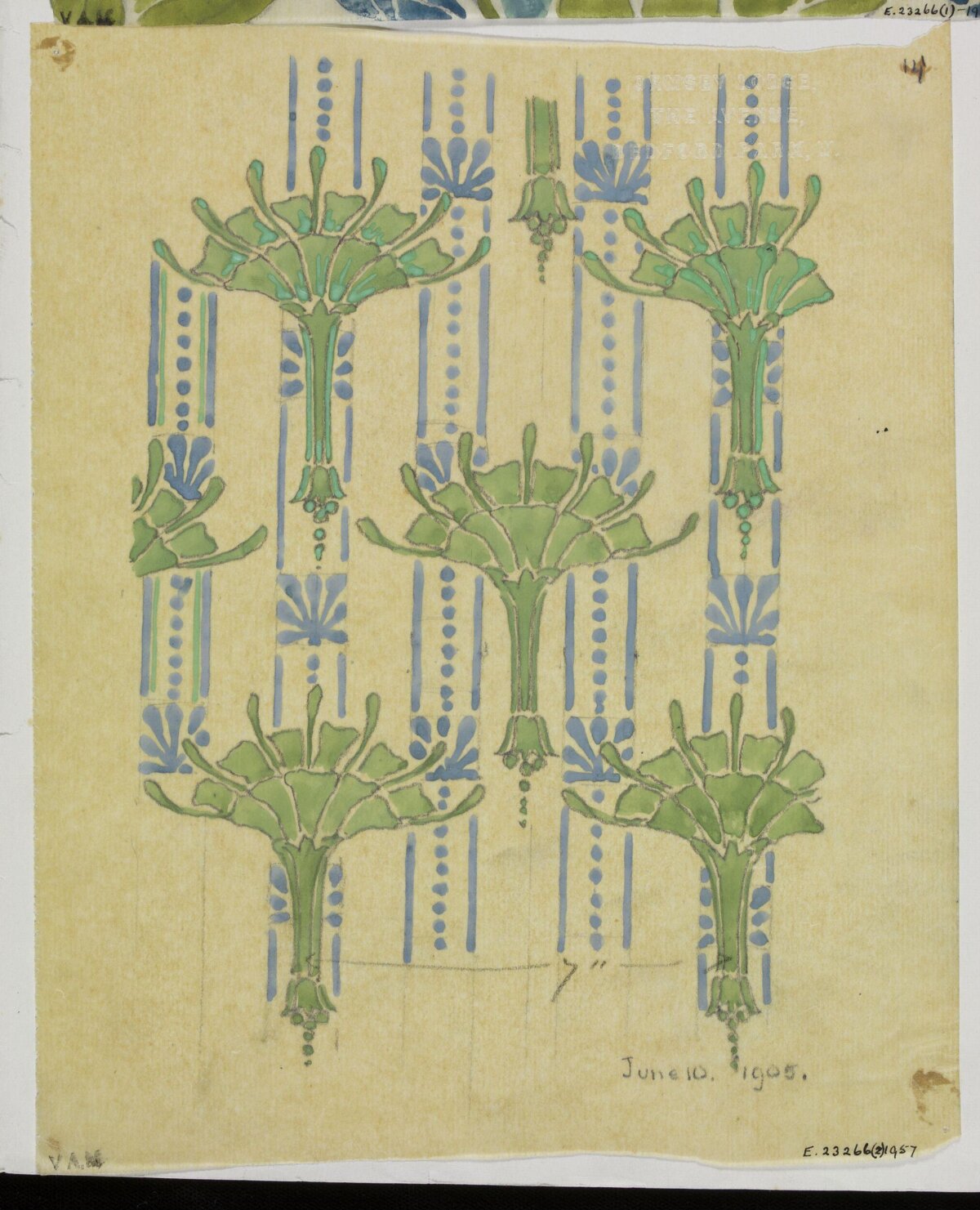1905 Vintage Floral Pattern Sketch
