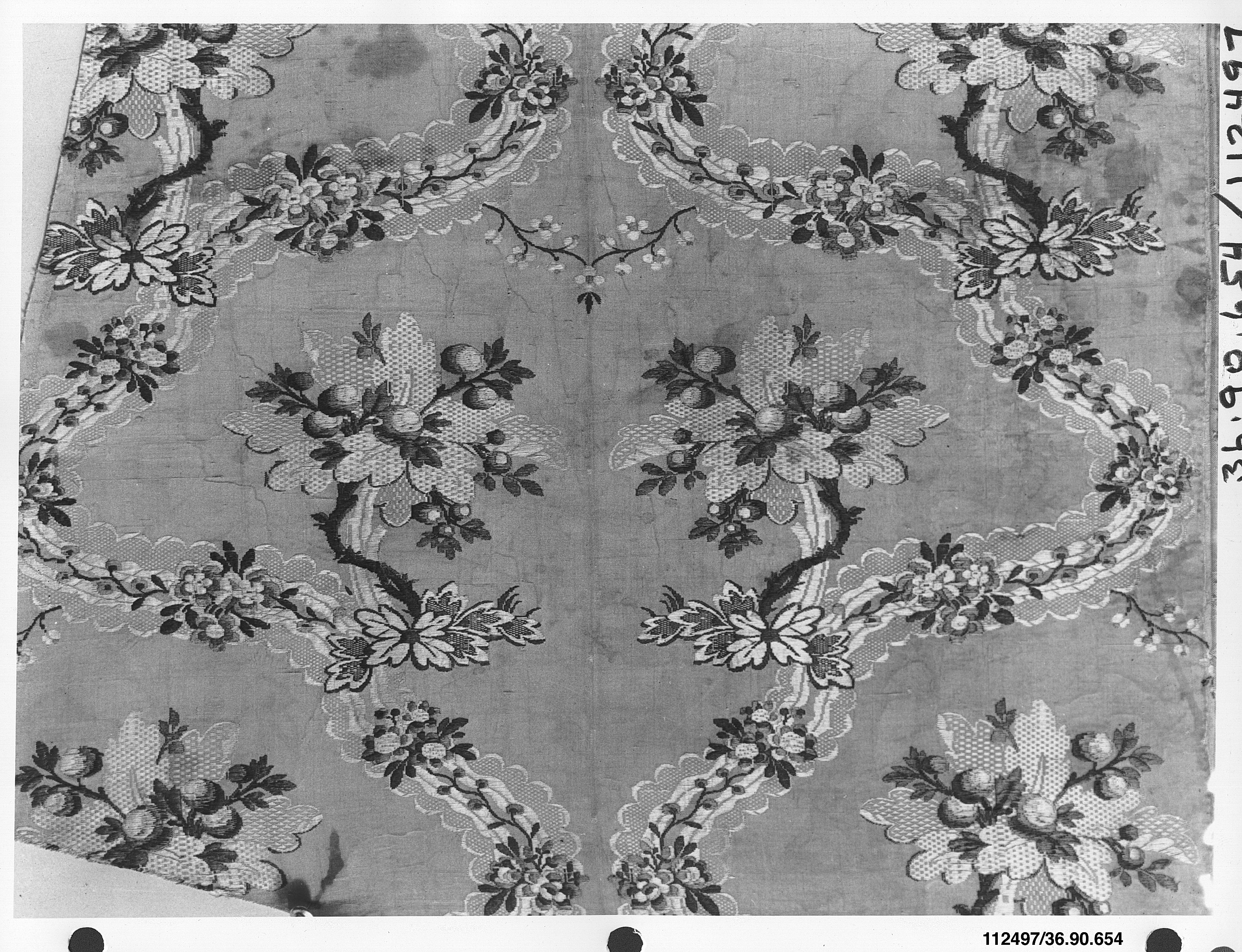 Antique Floral Woven Textile Fragment