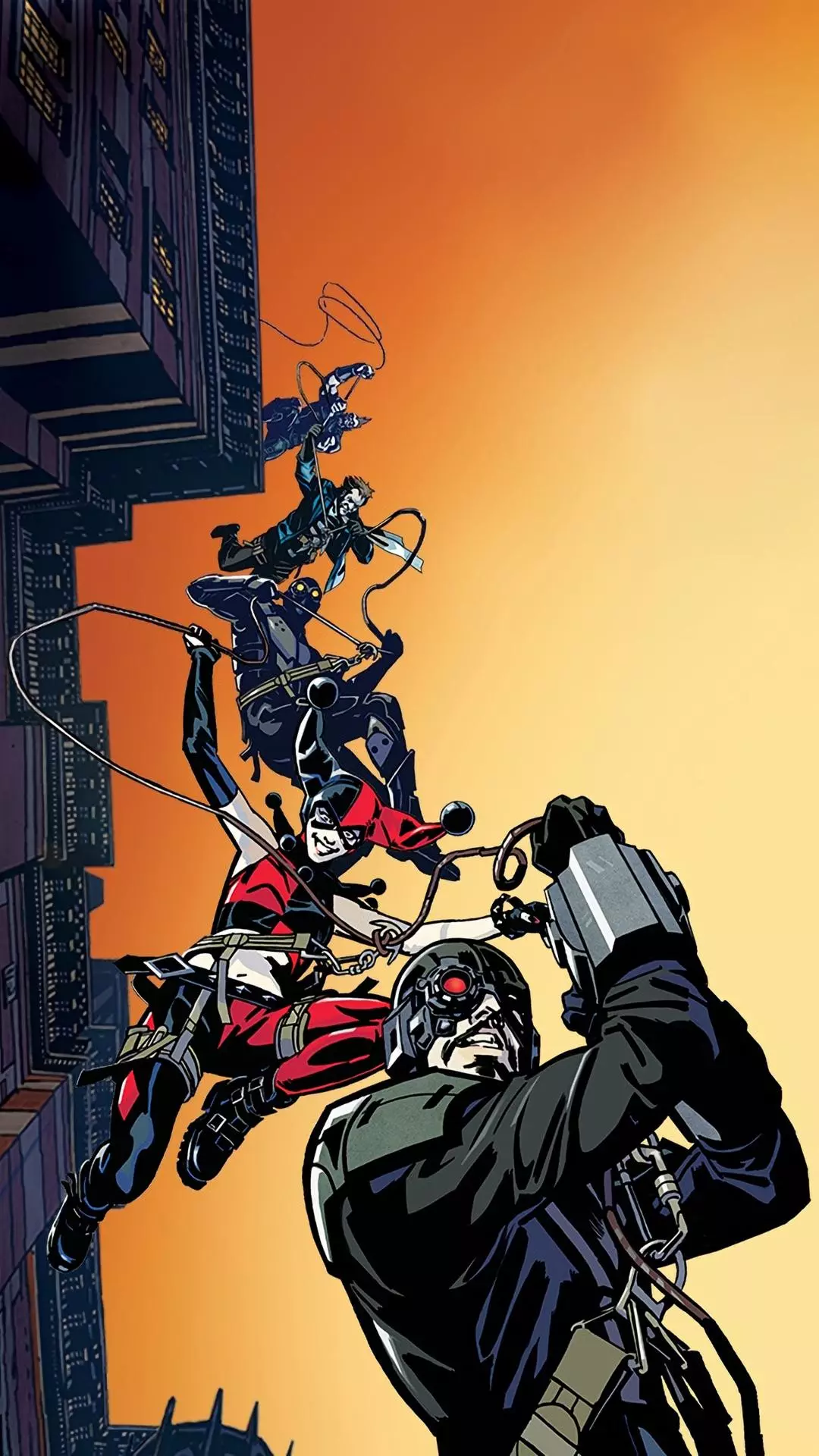 Harley Quinn Team Rappels Skyscraper